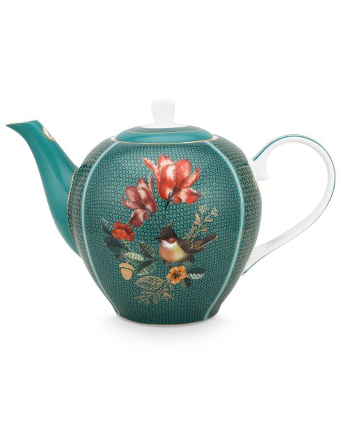 Winter Wonderland Groene theepot van porselein met eekhoorn - 17,8x17x25 cm