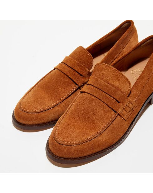 Mocassins en Velours de Cuir Juliette cognac