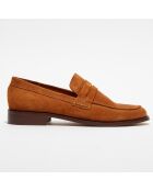 Mocassins en Velours de Cuir Juliette cognac