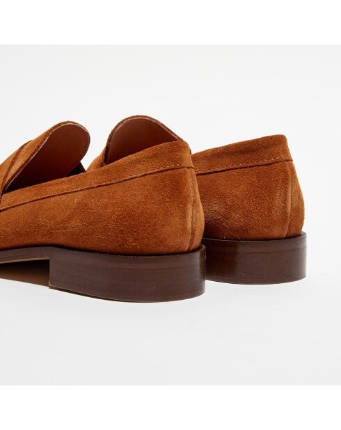 Mocassins en Velours de Cuir Juliette cognac