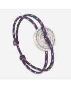 Libeccio Wind Rose Armband aus antikem Silber in Marineblau/Weiß/Rotsilber