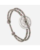 Tramontane Wind Rose Armband in Khaki/Weiß/Rot, Alterssilber