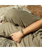 Tramontane Wind Rose Armband in Khaki/Weiß/Rot, Alterssilber