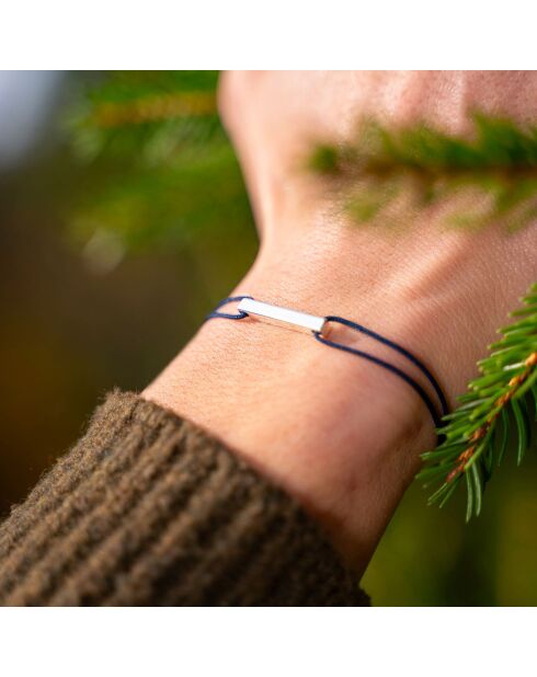 Bracelet Barre Périple en plaqué Argent bleu marine