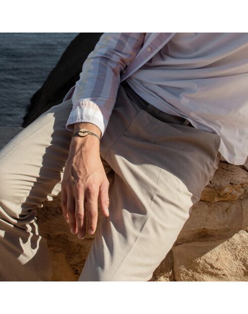 Pink Sales Leafy Armband aus khakifarbenem und weißem Holz