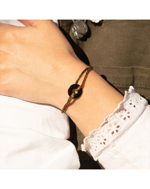 Goud/zwart vergulde zeefdoelarmband