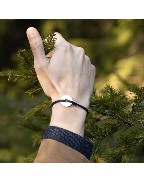 Pulsera Swirl Target chapada en plata azul medianoche