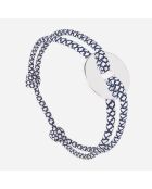 Marineblauw/witte verzilverde Vareuse Target-armband