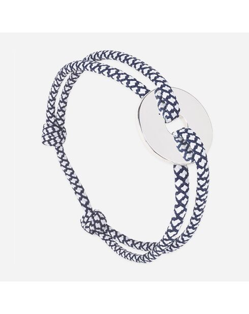 Marineblauw/witte verzilverde Vareuse Target-armband