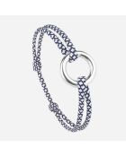 Marineblauw/witte verzilverde fietscirkelarmband