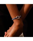 Marineblauw/witte verzilverde fietscirkelarmband