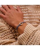 Marineblauw/witte verzilverde fietscirkelarmband