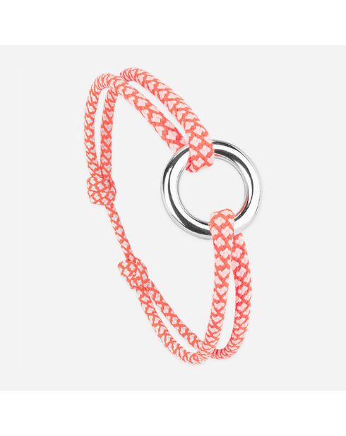 Force Circle-armband in neon-oranje/wit, verzilverd
