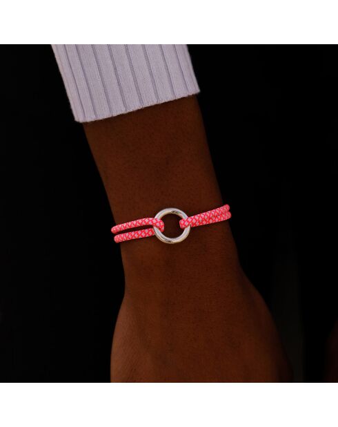 Force Circle-armband in neon-oranje/wit, verzilverd