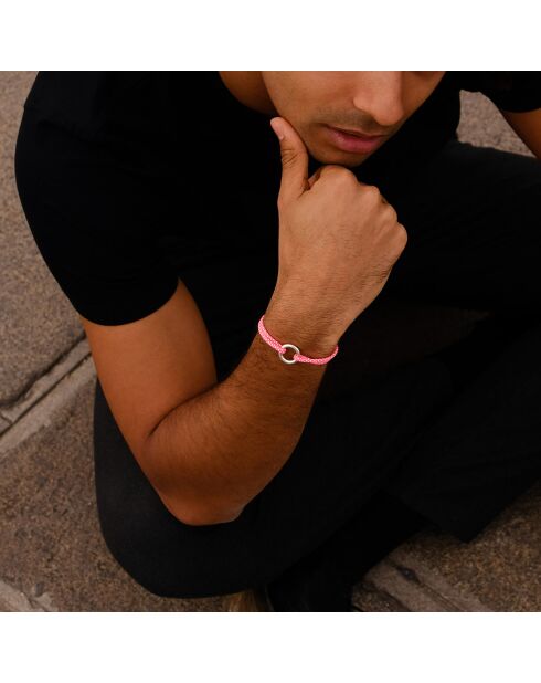 Force Circle-armband in neon-oranje/wit, verzilverd