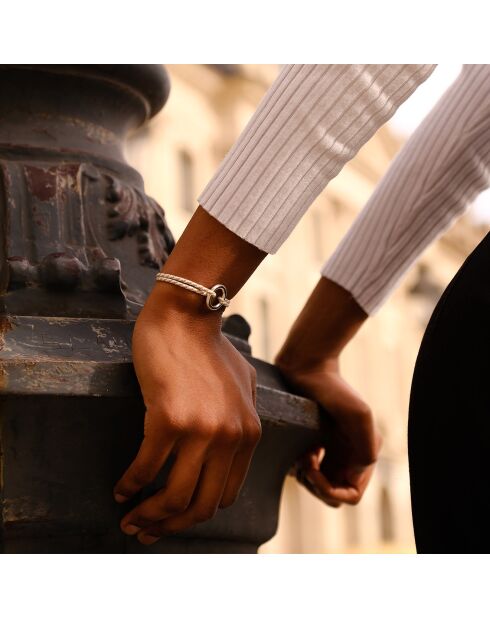 Bracelet Cercle Instant en plaqué Argent beige/blanc