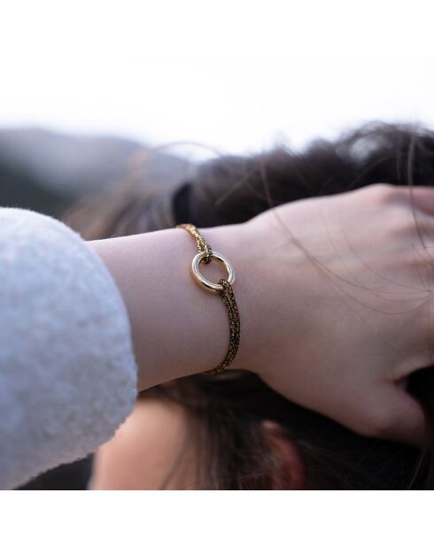 Goud/zwart vergulde Axe Circle Bracelet