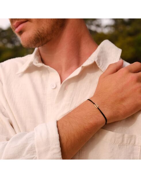 Zwart verzilverde letter B-armband