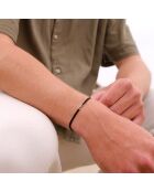 Zwarte verzilverde letter E-armband