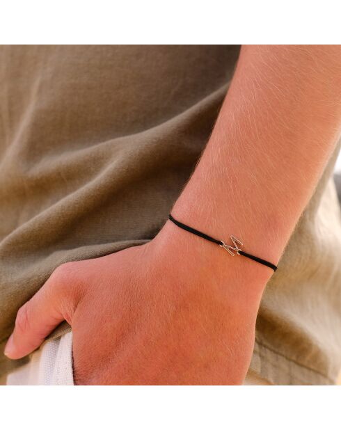 Zwart verzilverde letter M armband