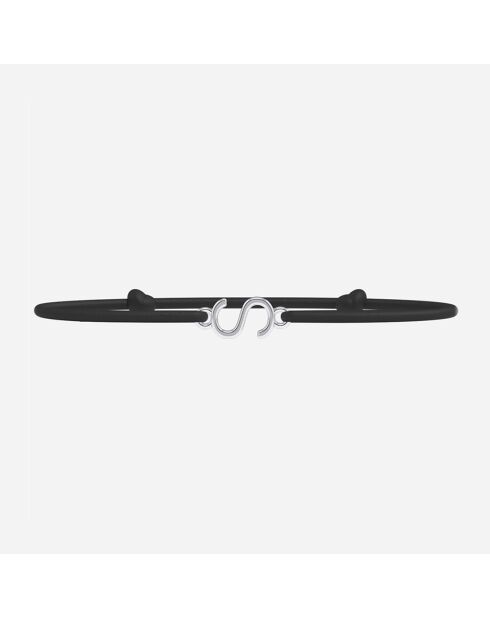 Zwart verzilverde letter S-armband