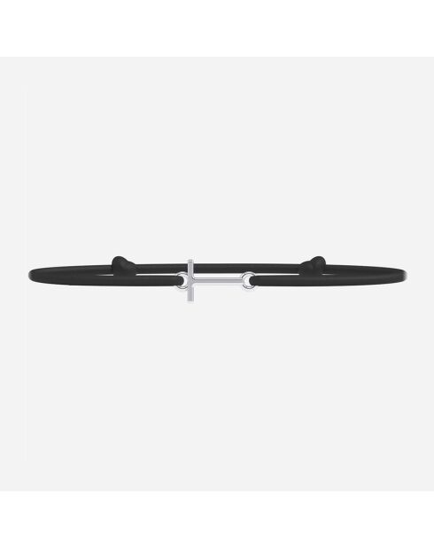 Zwart verzilverde letter T-armband