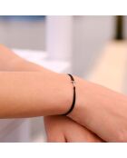 Zwart verzilverde letter T-armband