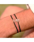 Zwart verzilverde letter T-armband