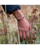 Zwart verzilverde armband met harpoenschakel