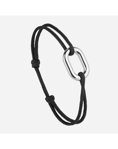 Zwart verzilverde armband met harpoenschakel