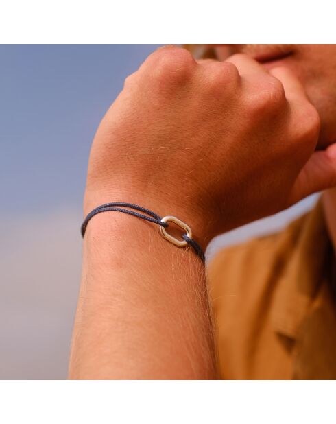 Bracelet Maillon Prame en plaqué Argent bleu marine
