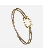 Vergulde goud/zwarte glitterarmband met Manilla-schakels