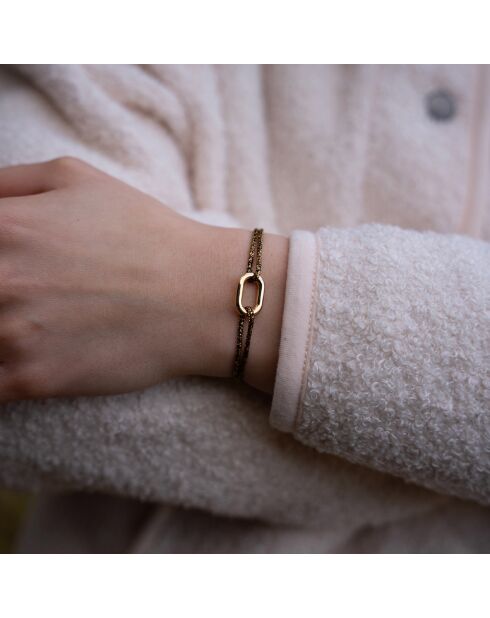 Vergulde goud/zwarte glitterarmband met Manilla-schakels