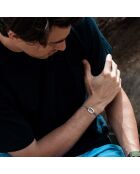 Bracciale a maglie d'armatura argentato beige/blu