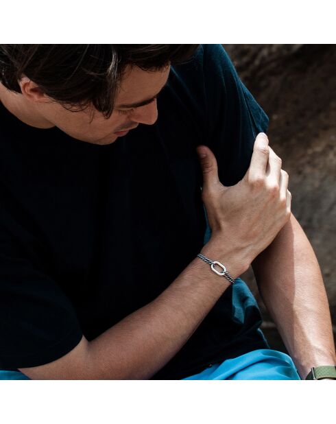 Bracciale a maglie d'armatura argentato beige/blu