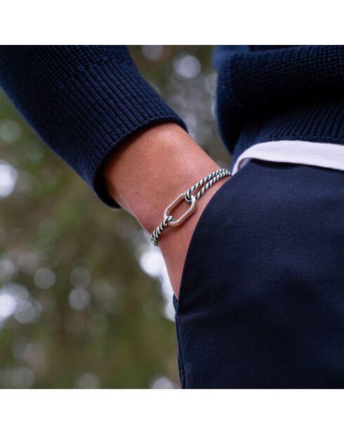 Bracciale a maglie d'armatura argentato beige/blu