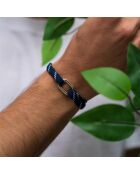 Marineblauw/witte verzilverde Galleon Link-armband