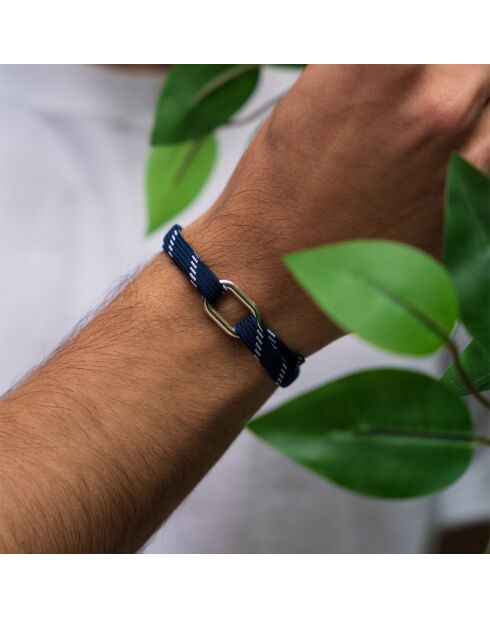 Marineblauw/witte verzilverde Galleon Link-armband