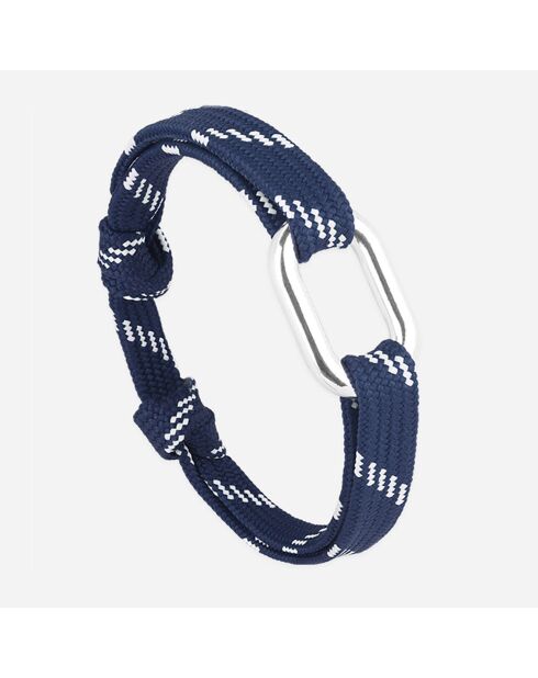 Marineblauw/witte verzilverde Galleon Link-armband