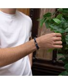 Marineblauw/witte verzilverde Galleon Link-armband