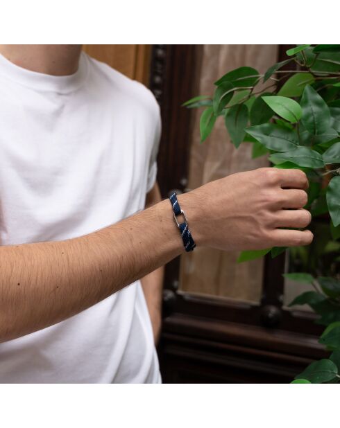 Marineblauw/witte verzilverde Galleon Link-armband