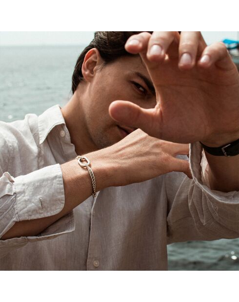 Bracelet Maillon Hune en plaqué Argent beige/blanc