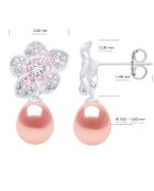 Boucles d'Oreilles en Argent & Perles de Culture d'Eau Douce Poires roses 9-10 mm
