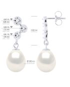 Boucles d'Oreilles Prestige Or Blanc, Diamants & Perles de Culture d'Eau Douce Poires blanches