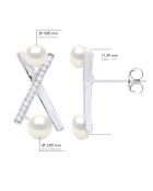 Boucles d'Oreilles Barrettes en Argent & Perle de Culture d'Eau Douce Boutons blanches 4-5 mm