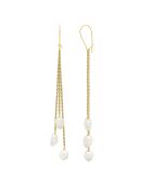 Boucles d'Oreilles 2x3 en Or Jaune & Perles de Culture d'Eau Douce Baroques blanches