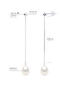 Boucles d'Oreilles Prestige Or Blanc, Diamants 0,02 Cts & Perles de Culture d'Eau Douce Poires blanches