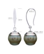 Boucles d'Oreilles en Argent & Perles de Culture de Tahiti Cerclées peacock 10-11 mm