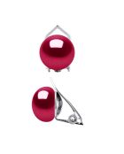 Boucles d'Oreilles en Argent Perles de Culture d'Eau Douce Boutons rouges