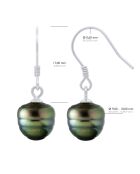 Boucles d'Oreilles en Argent & Perles de Culture de Tahiti Cerclées peacock 9-10mm